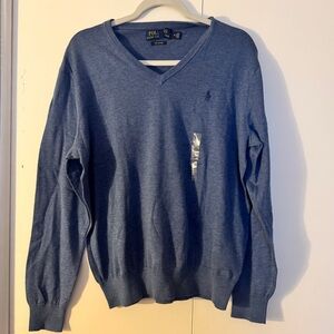 Ralph Lauren Men's Classic Blue V-Neck Sweater